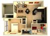 Almeria at Ocotillo A1 floor plan - 1 bedroom 1 bath - 3D Almeria at Ocotillo A1 floor plan - 1 bedroom 1 bath - 3D